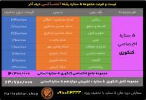 لیست قیمت 5پنج ستاره ( فایو استار ) انسانی حرف اخر